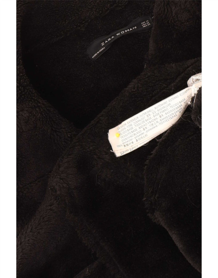Jachetă Sherpa supradimensionată pentru femei Zara UK 6 XS Poliester negru