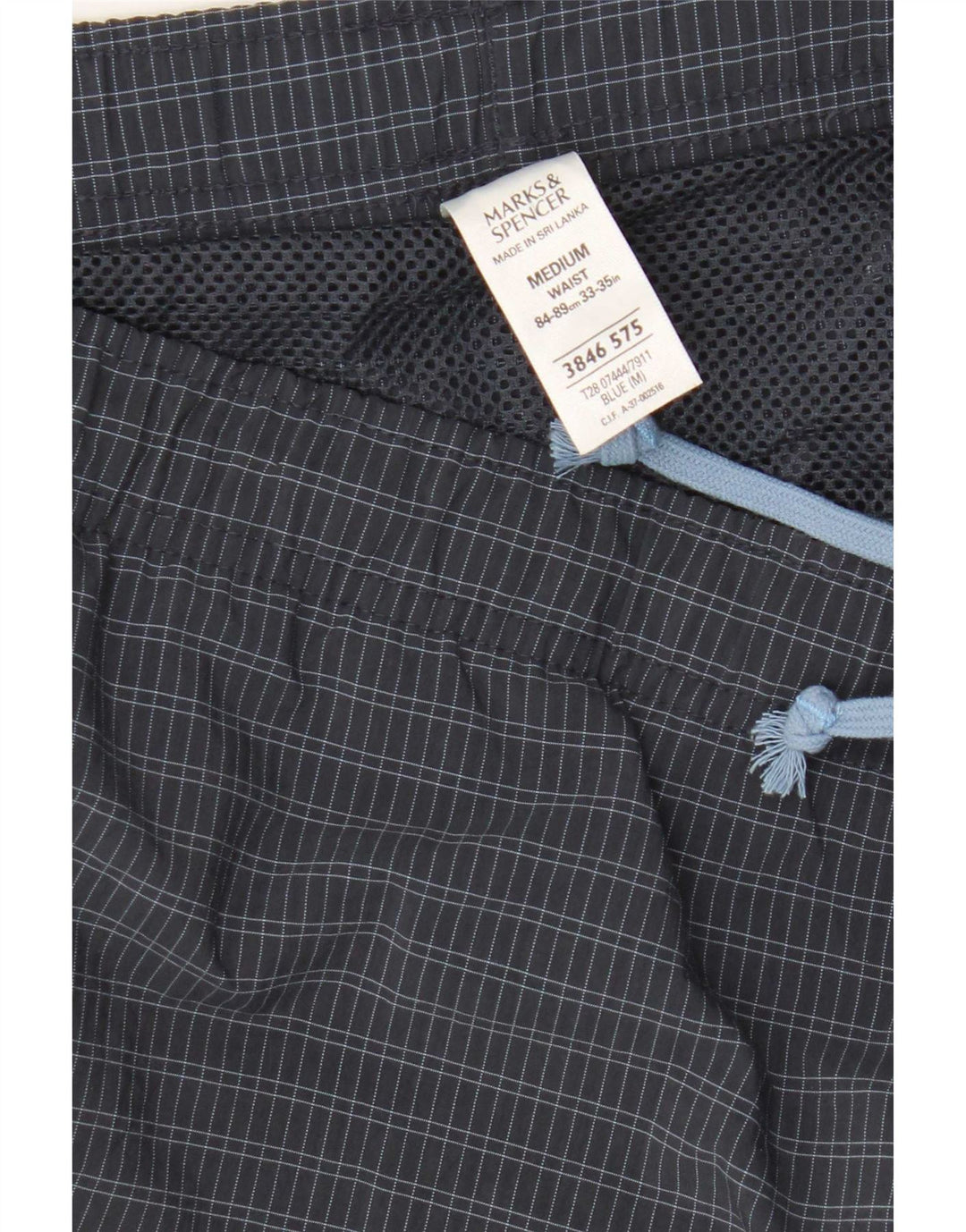 Marks & Spencer Pantaloni scurți de baie pentru bărbați, Blue Harbour, cu carouri mari, bleumarin
