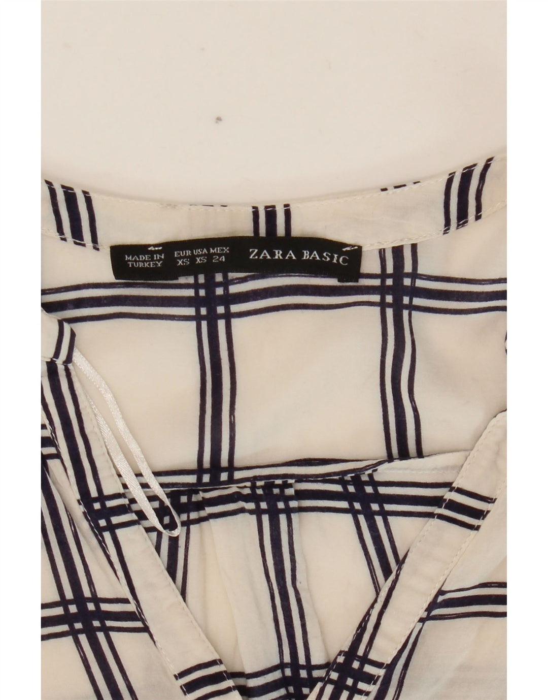 Bluză pentru femei Zara, cu mâneci 3/4, UK 6 XS, cu carouri albe