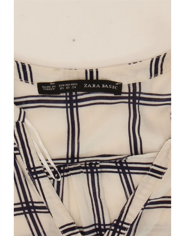 Bluză pentru femei Zara, cu mâneci 3/4, UK 6 XS, cu carouri albe