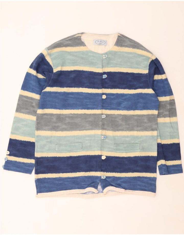 VINTAGE Womens Regular Fit Cardigan Sweater IT 42 Medium Blue Striped Vintage Vintage and Second-Hand Vintage from Messina Hembry 