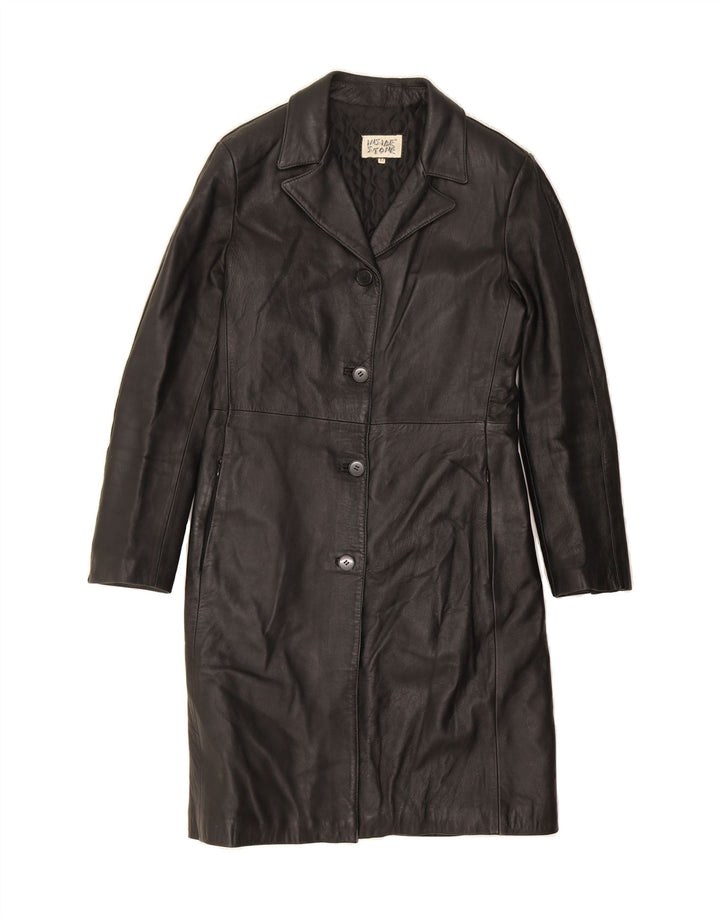 VINTAGE Womens Leather Coat IT 44 Medium Black Leather Vintage Vintage and Second-Hand Vintage from Messina Hembry 