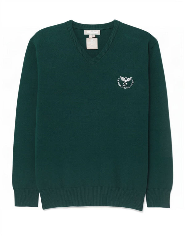 Pulover cu decolteu în V Lyle & Scott pentru bărbați, lână verde 2XL