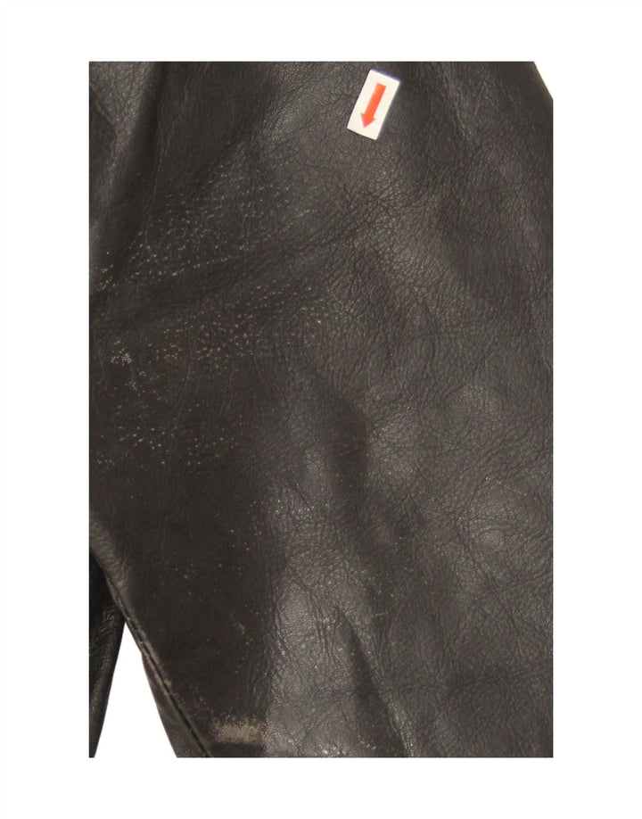 Jachetă de motociclist din piele vintage pentru femei, cu ajustare largi, IT 44 Medium Black
