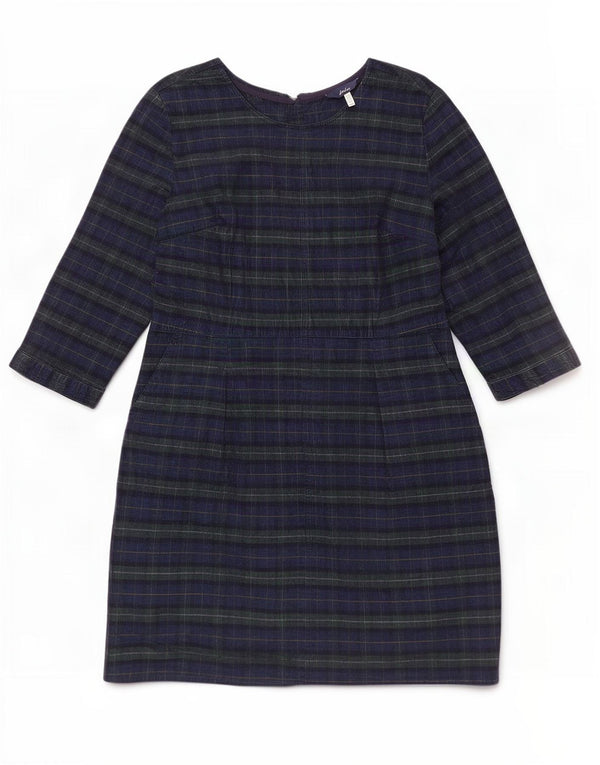 Rochie rochie din catifea pentru femei Joules, cu mâneci 3/4, UK 16, mare, bleumarin, carouri