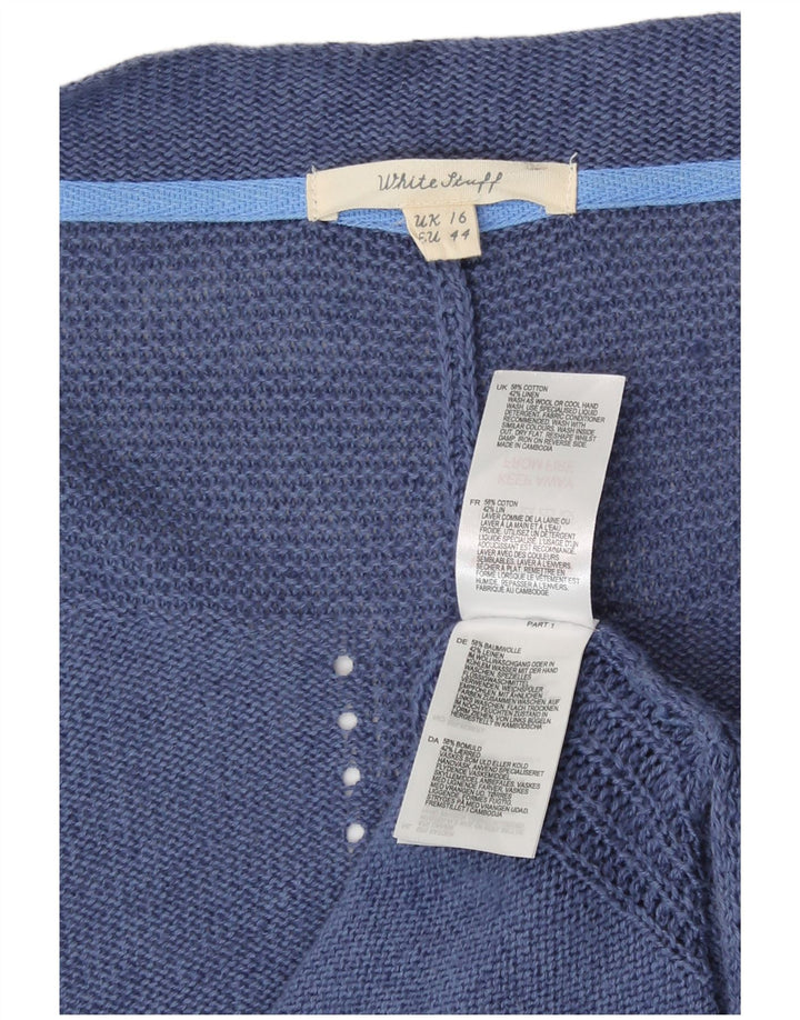 White Stuff Pulover cardigan deschis pentru femei UK 16, mare, albastru, bumbac