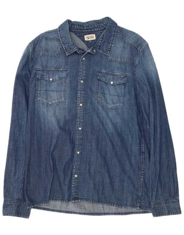 Cămașă Tommy Hilfiger pentru bărbați, XL, bumbac, albastru