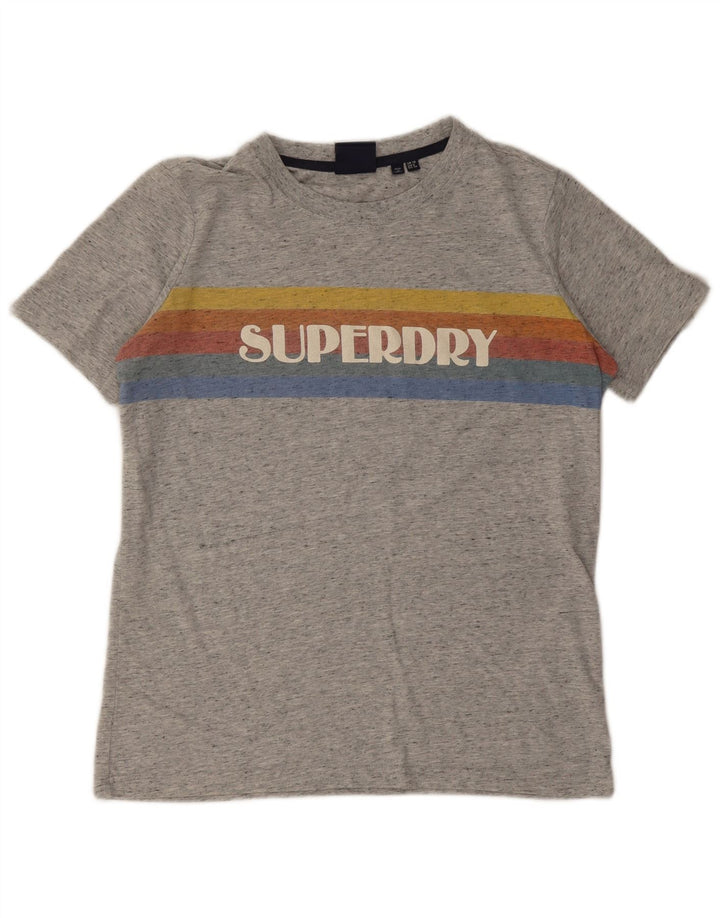 Tricou grafic supradimensionat Superdry pentru femei Top UK 10 Small Grey Flecked