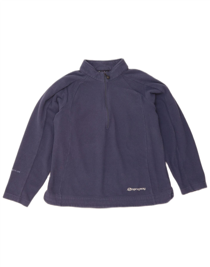 Pulover din lână Sprayway pentru femei, cu fermoar și gât, UK 10, poliester, albastru marin mic