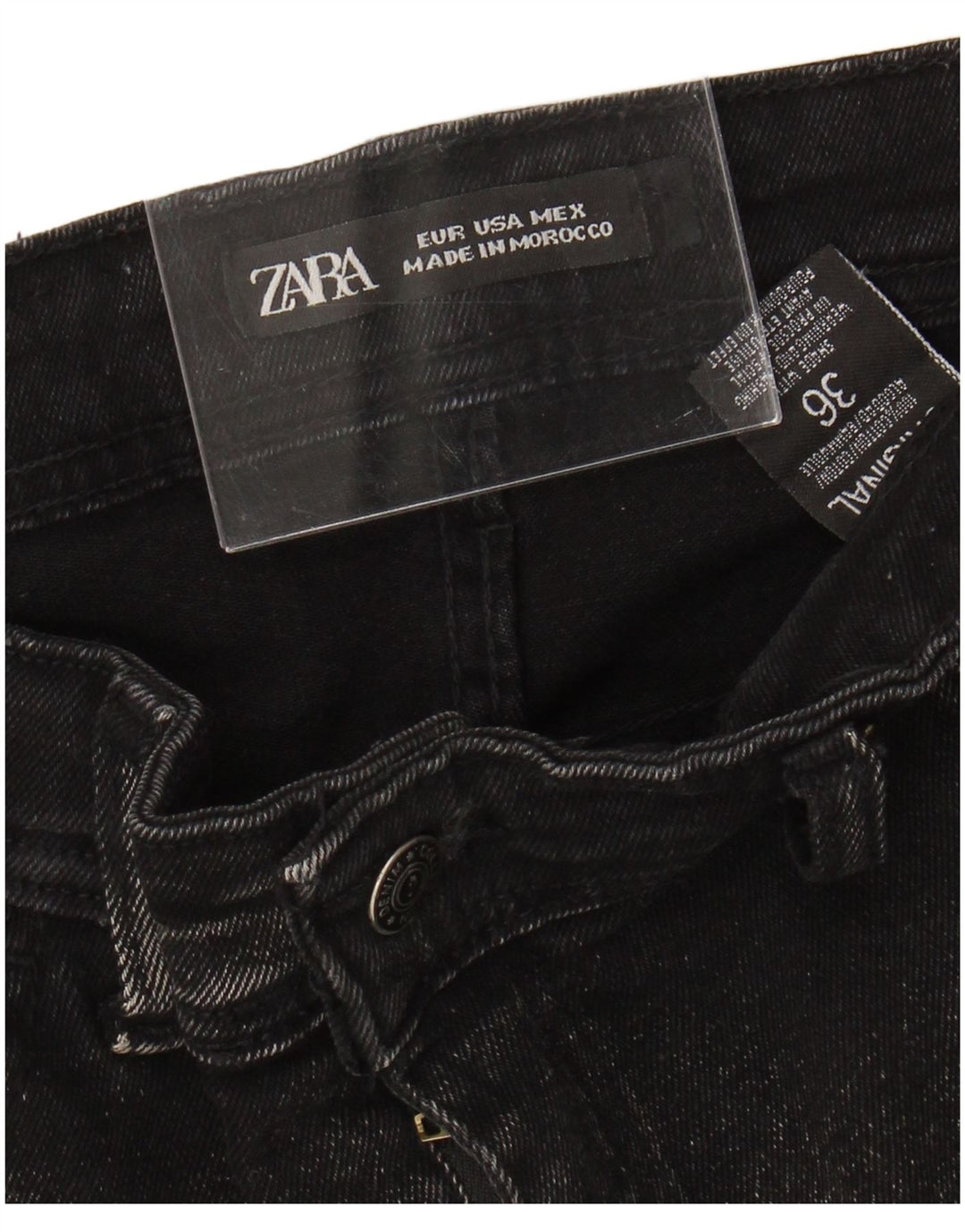 Blugi skinny distressed pentru bărbați Zara W36 L25 bumbac negru