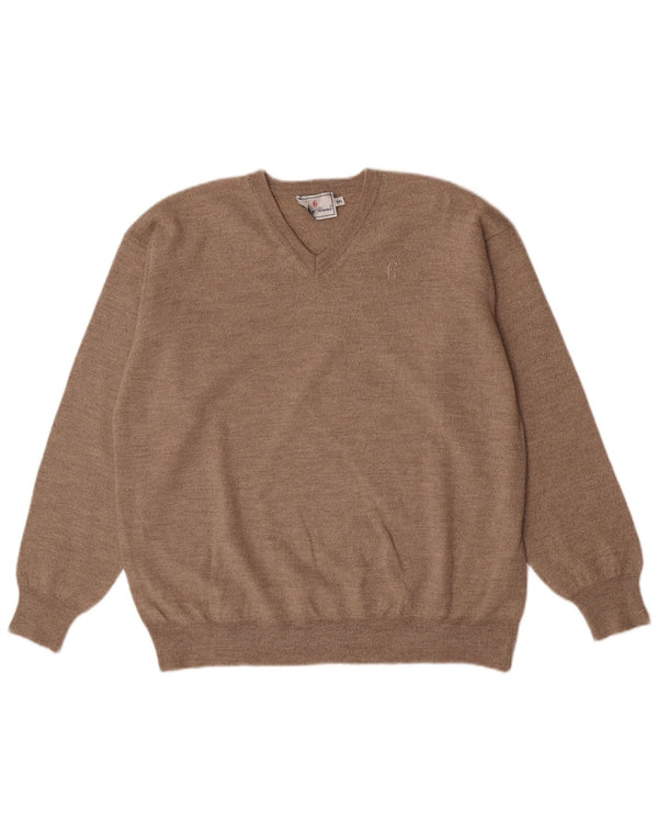 Pulover pentru femei Conte of Florence, cu decolteu în V, Marea Britanie 20 2XL, bej cu pete