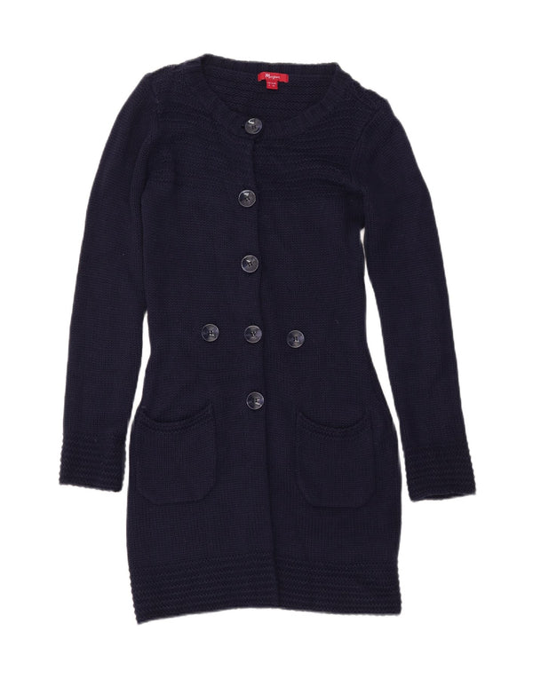 MONSOON Pulover cardigan cu paragate pentru femei UK 8 mic, albastru marin acrilic