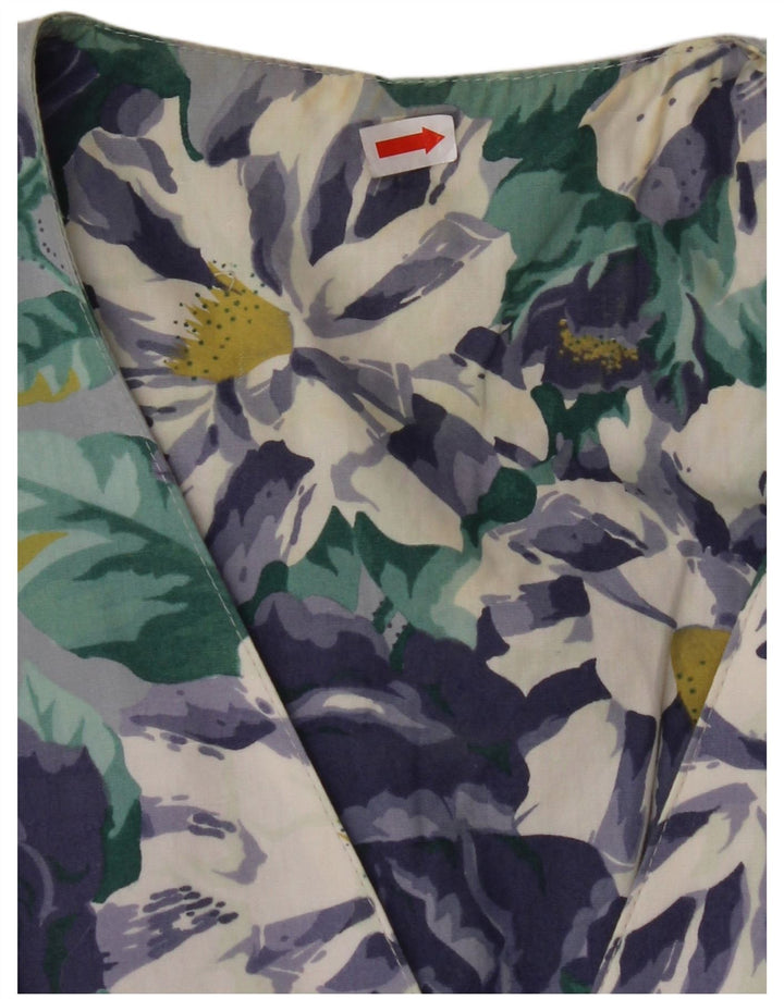 Bluză cămașă cu mânecă scurtă pentru femei VINTAGE UK 14, mare, albastră, florală