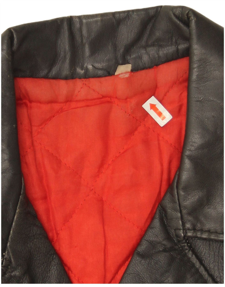 Jachetă de motociclist din piele vintage pentru femei, cu ajustare largi, IT 44 Medium Black
