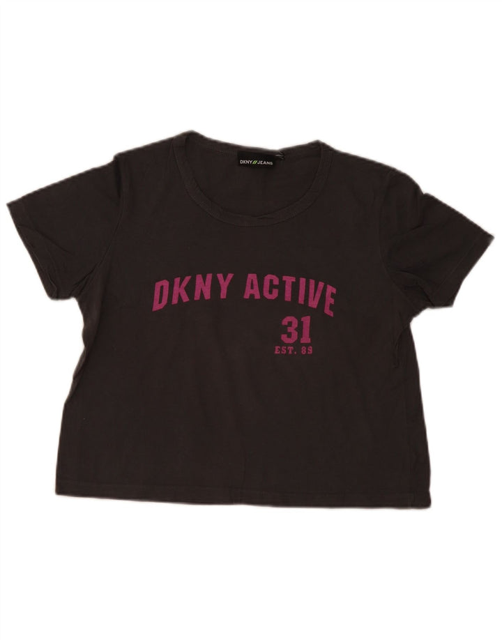 Tricou cu grafic crop Dkny pentru femei, UK 14, gri mediu
