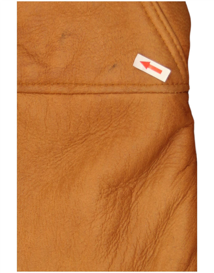 Jachetă din shearling cu glugă supradimensionată pentru femei vintage EU 40 din piele medie bej