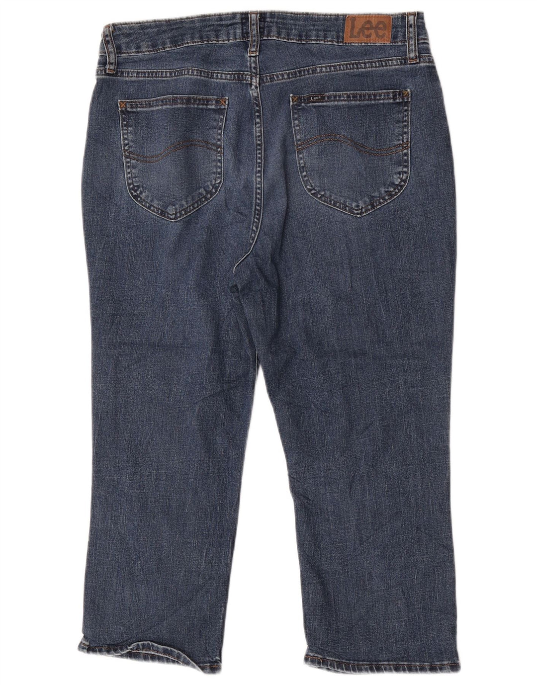 Blugi Capri pentru femei cu talie înaltă Lee US 14 XL W34 L22 poliester albastru