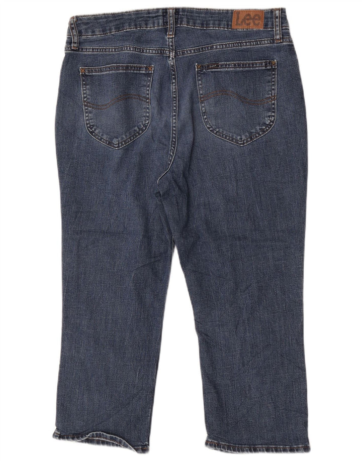 Blugi Capri pentru femei cu talie înaltă Lee US 14 XL W34 L22 poliester albastru
