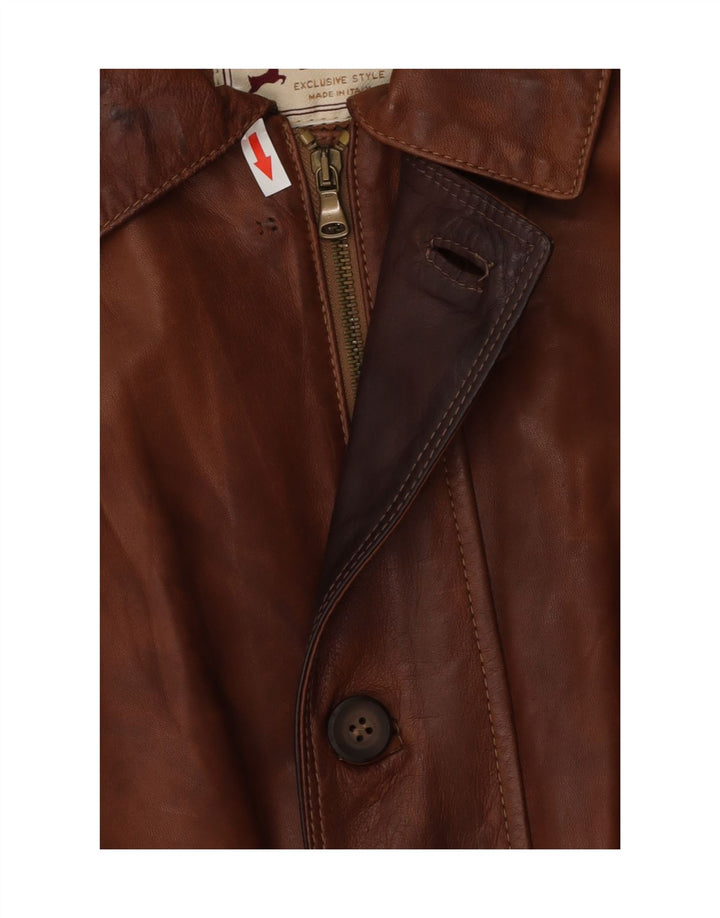 Jachetă de piele vintage pentru bărbați UK 42 XL din piele maro