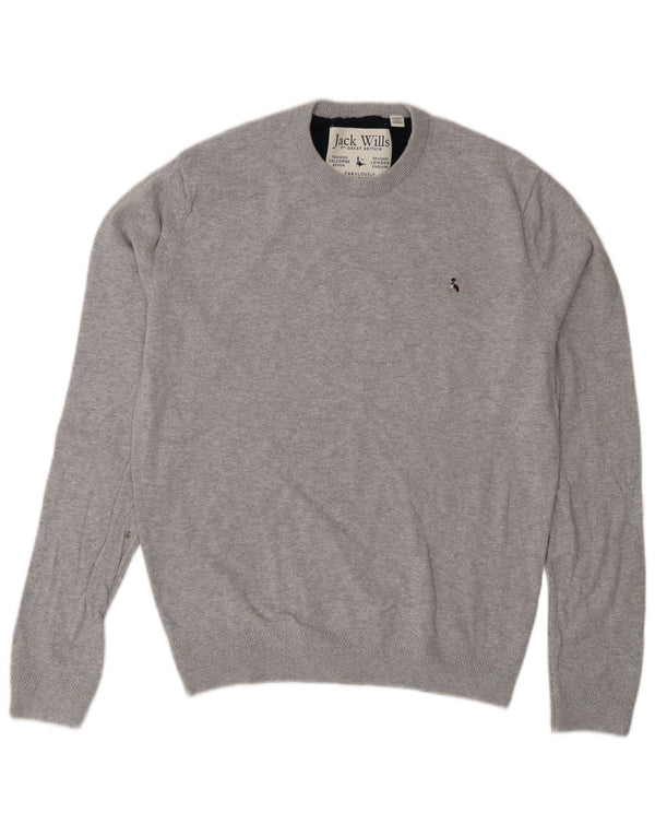 Pulover Jack Wills pentru femei cu decolteu rotund din bumbac cu pete gri mediu UK 14