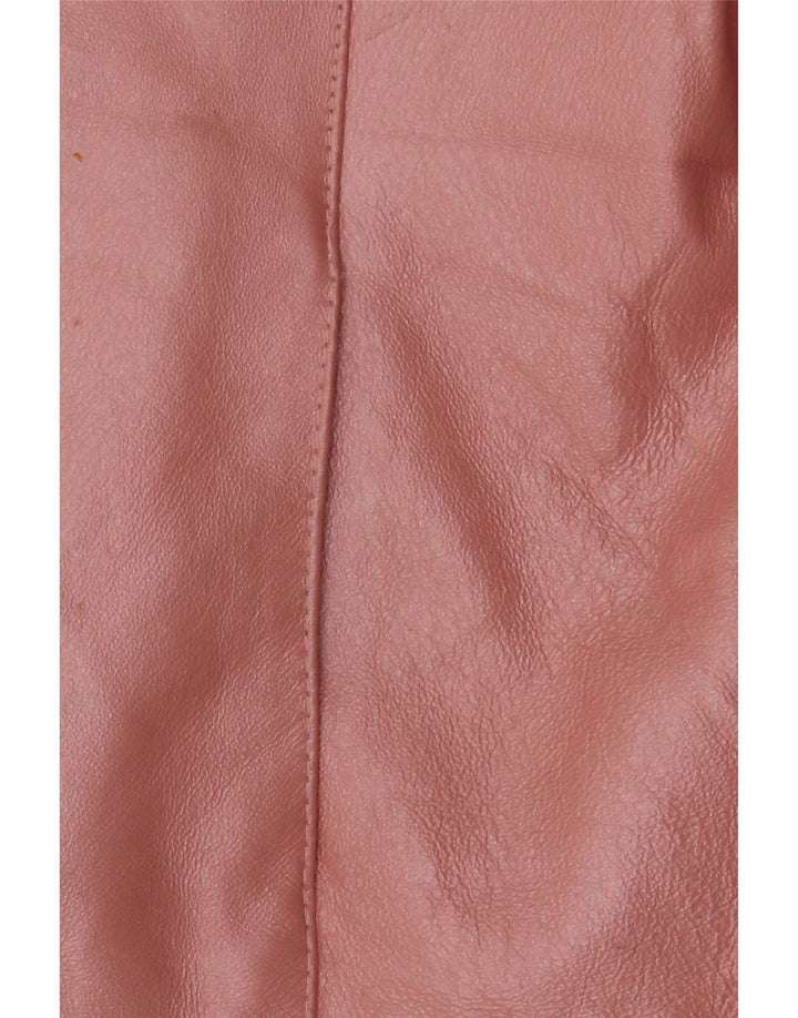 Jachetă de piele vintage pentru femei UK 18 XL piele roz