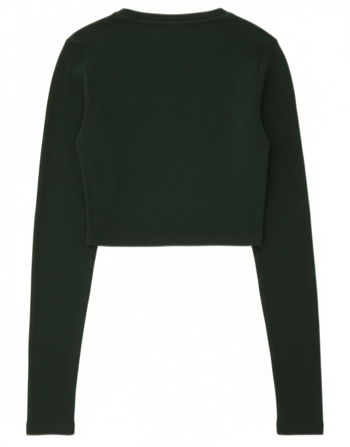 Crop Top cu mânecă lungă pentru femei Zara UK 12 Medium Green
