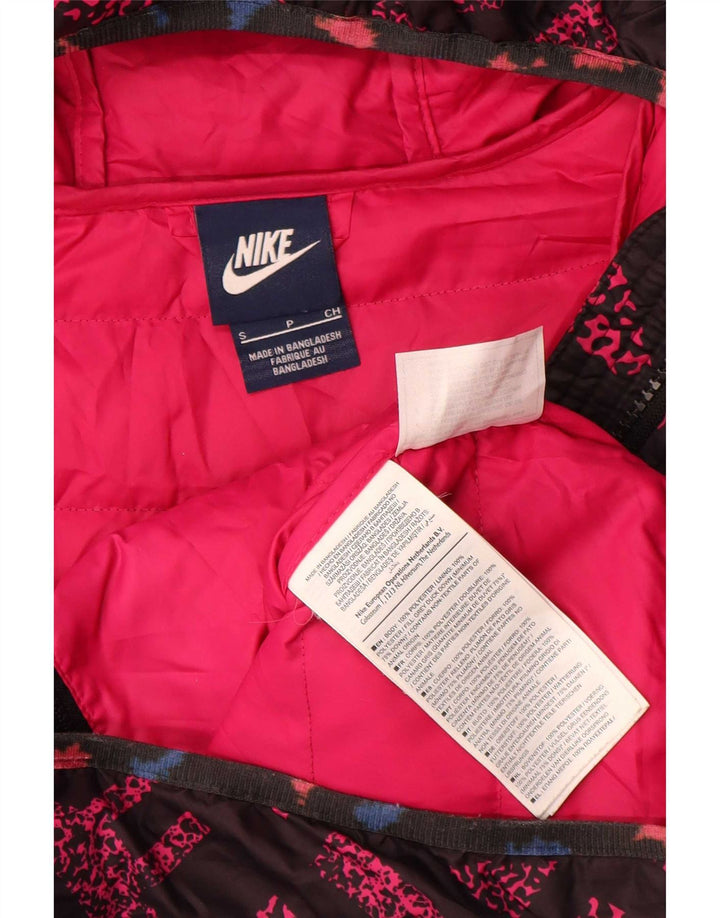 Jachetă căptușită cu glugă cu glugă Nike pentru femei UK 10 Small Pink Geometric