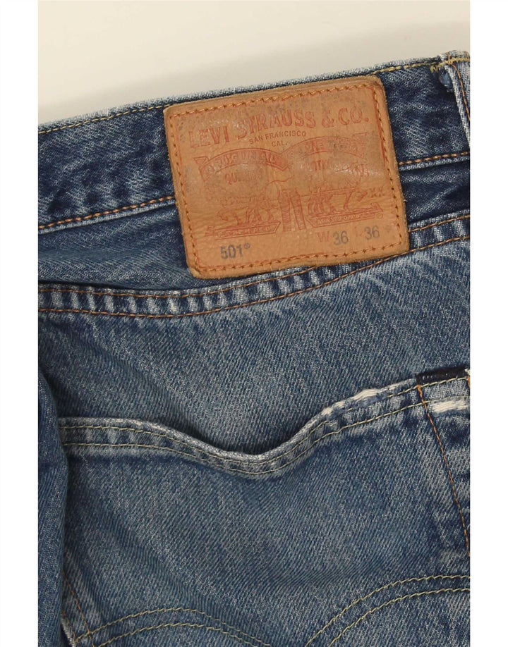 Blugi drepți distressed 501 Levi's pentru bărbați W36 L31 albastru