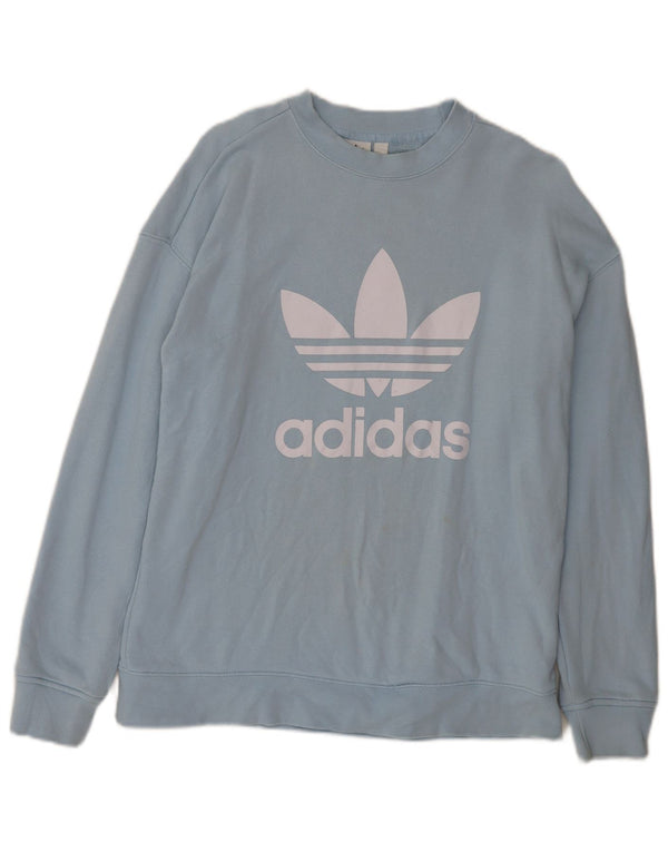 Pulover supradimensionat cu grafic pentru femei Adidas UK 8 Bumbac albastru mic
