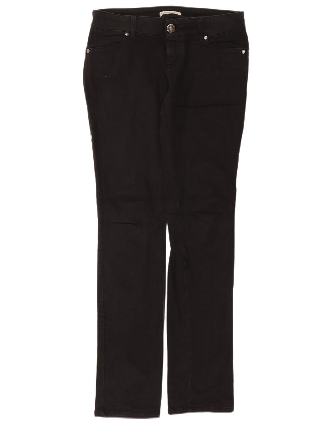 Pantaloni casual Benetton pentru femei cu talie joasă IT 42 Medium L30 L34 Bumbac negru