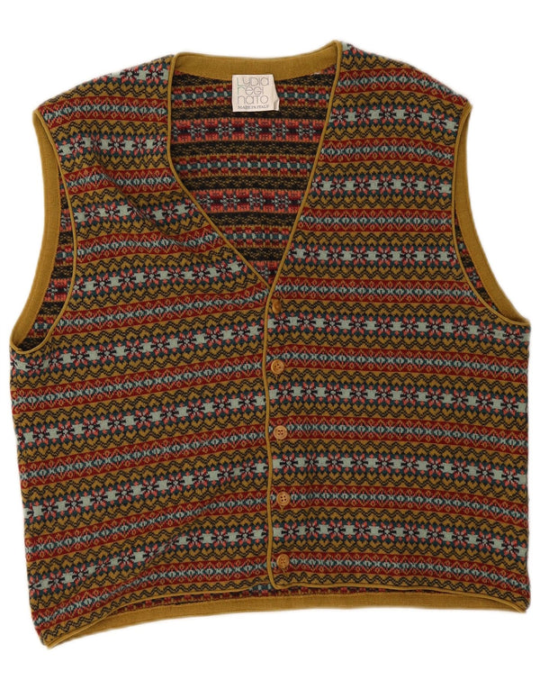 Cardigan Vintage fără mâneci pentru bărbați, mijlociu, multicolor, Fair Isle