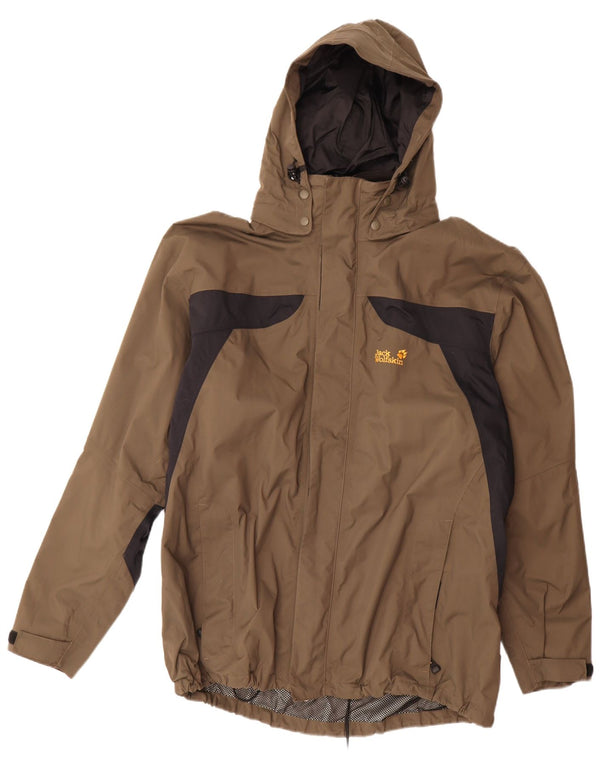 Jack Wolfskin Jachetă de ploaie cu glugă pentru bărbați UK 48 2XL Maro Poliamidă color bloc