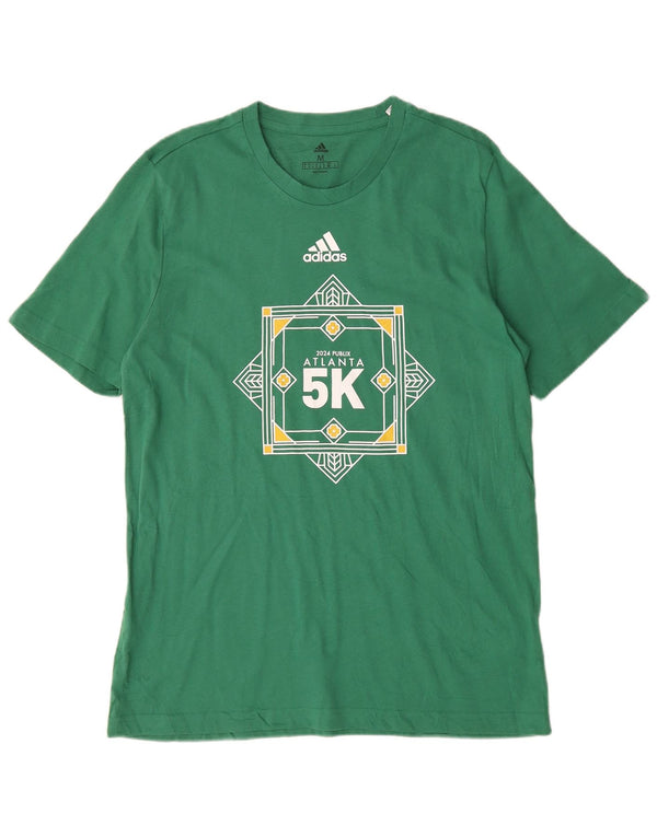 Tricou grafic pentru bărbați Adidas Top, bumbac verde mediu