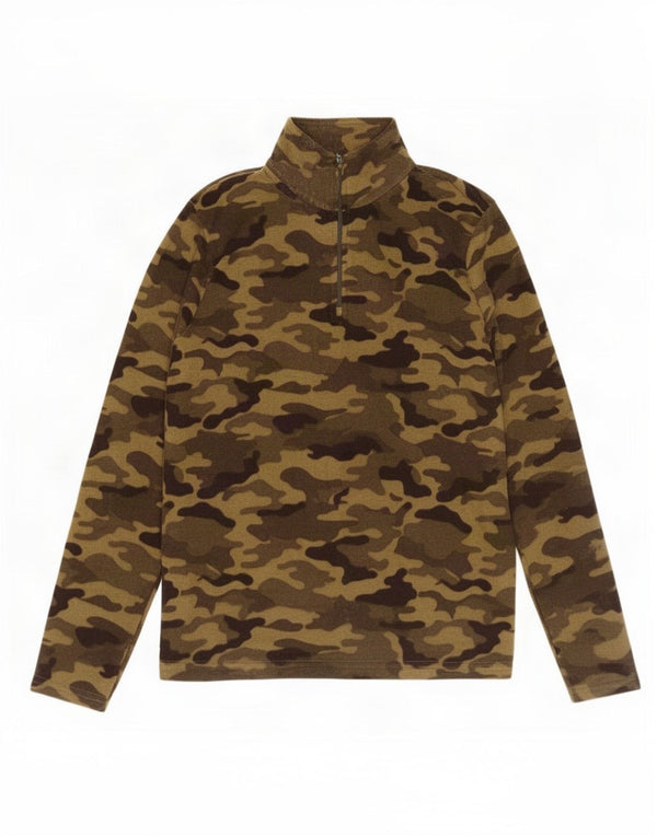 Jumper pentru bărbați Mountain Warehouse, din lână, cu fermoar și gât, camuflaj verde XS