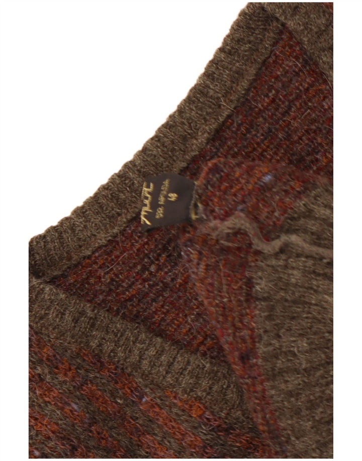 Pulover VINTAGE pentru bărbați cu decolteu în V IT 48 Maro Mediu Argyle/Diamond