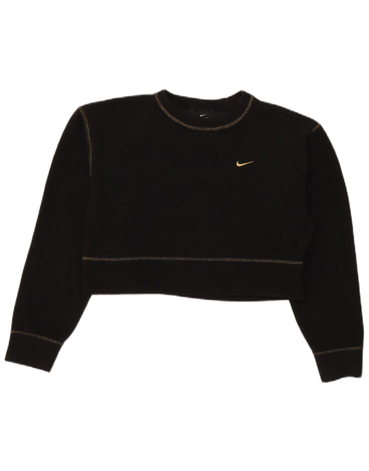 Jumper Nike Crop Fleece pentru femei UK 10 Poliester negru mic
