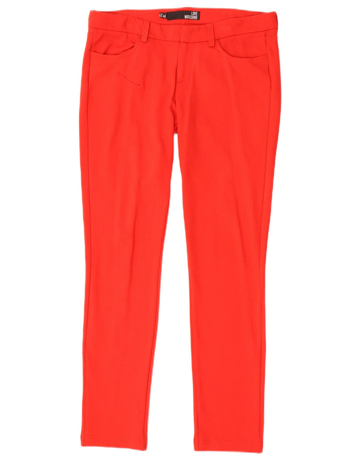Pantaloni casual slim pentru femei MOSCHINO UK 10 Small W32 L30 Red Viscose