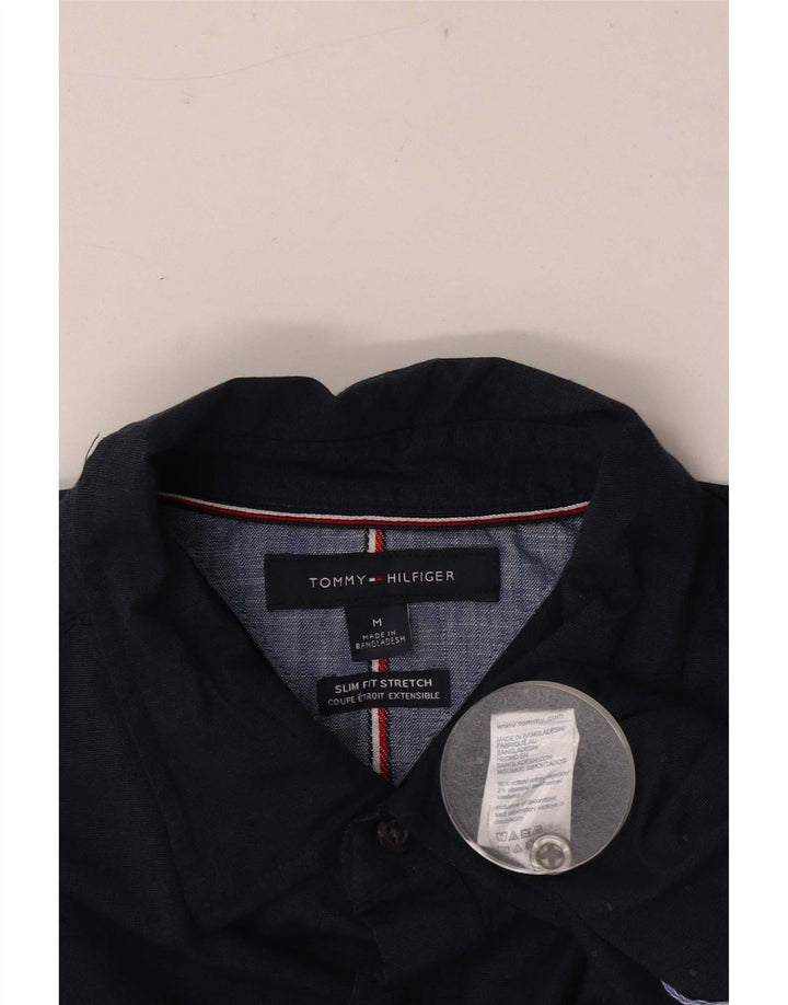 Cămașă pentru bărbați Tommy Hilfiger Slim Fit, bumbac cu pete, albastru bleumarin mediu