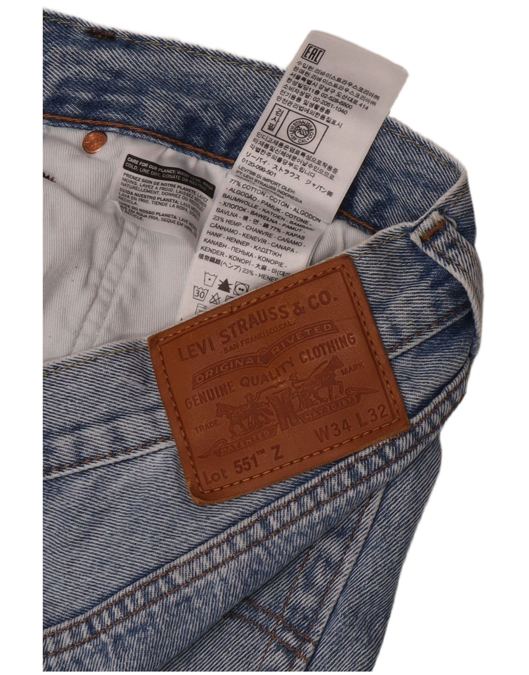 Blugi drepti pentru bărbați Levi's W34 L32 Bumbac albastru