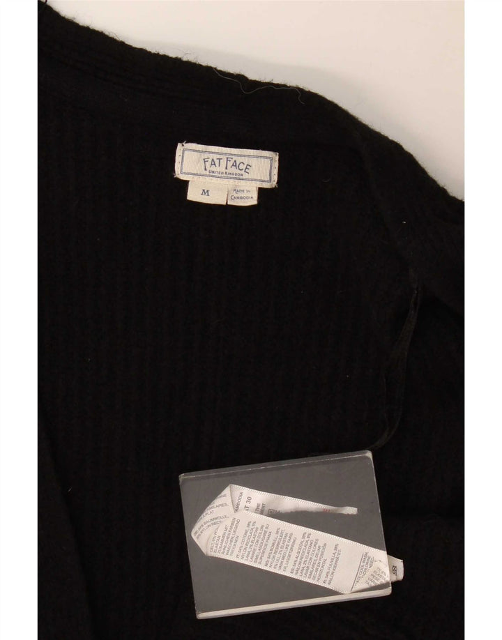 Pulover cardigan deschis pentru femei Fat Face UK 14 Lână neagră medie