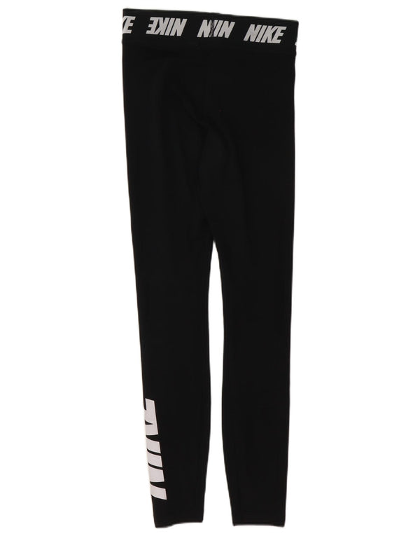 Nike Womens Graphic Leggings UK 4 XS Black Cotton