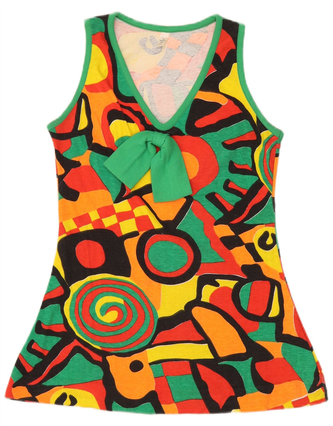 VINTAGE Vest Vest Top Femei EU 36/38 Bumbac Geometric Multicolor Mic