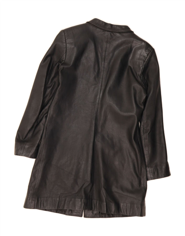 VINTAGE Womens Leather Coat UK 10 Small Black Leather Vintage Vintage and Second-Hand Vintage from Messina Hembry 