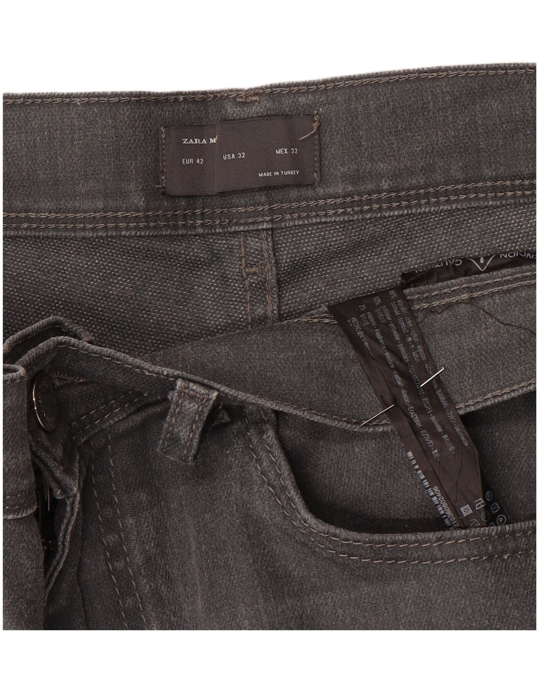 Blugi slim pentru bărbați Zara EU 42 Large W32 L30 Bumbac gri