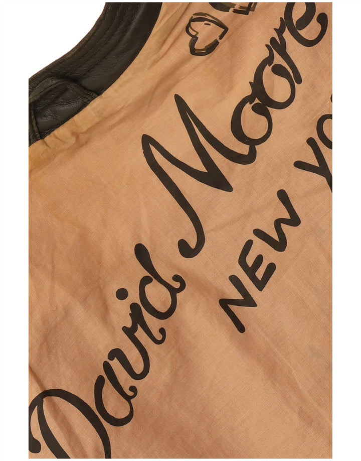 DAVID MOORE Jachetă de motociclist crop pentru femei UK 16, mare, verde, din piele color bloc