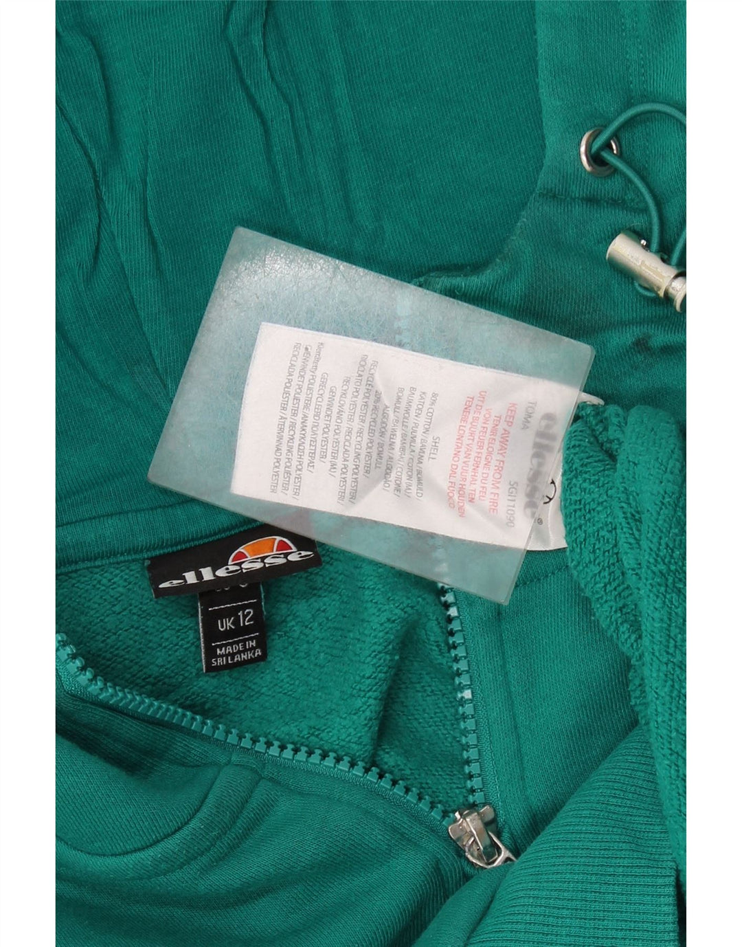 Pulover cu glugă cu grafic supradimensionat pentru femei Ellesse UK 12 Bumbac verde mediu
