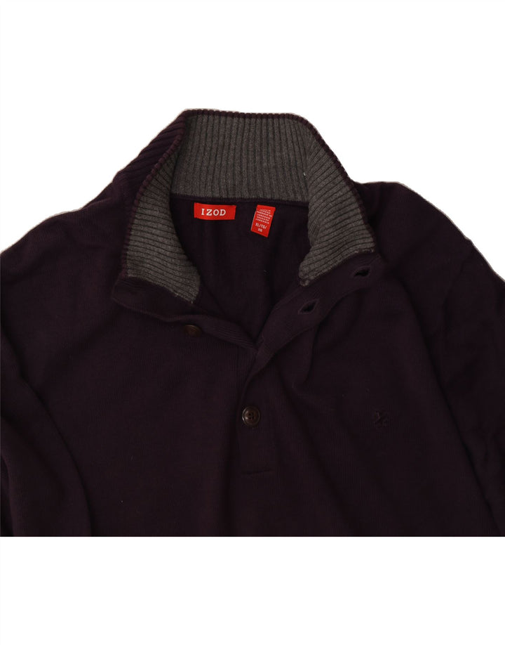 IZOD Mens Button Neck Jumper Sweater XL Purple Cotton Vintage Izod and Second-Hand Izod from Messina Hembry 