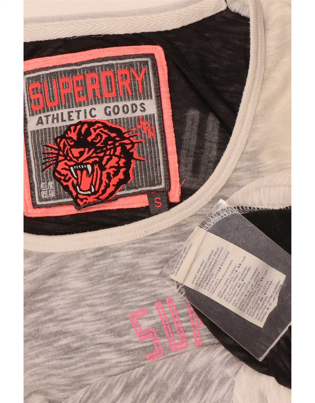 Top cu vestă grafică pentru femei Superdry UK 10, gri mic, poliester color bloc