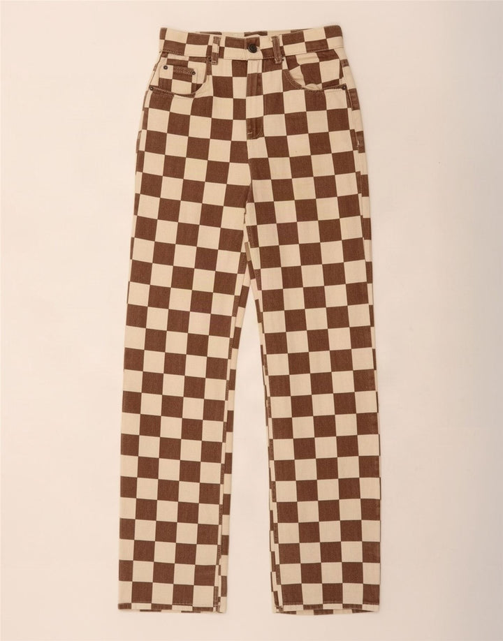 Pull & Bear Blugi Drepți Femei EU 34 XS L24 L31 Maro Geometric