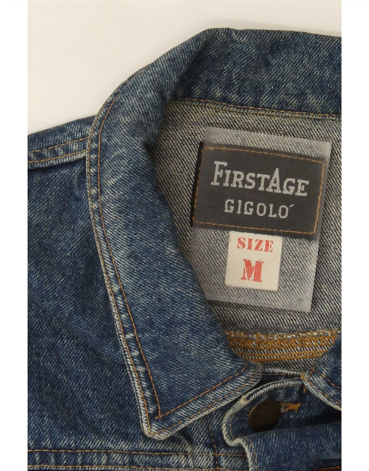 Jachetă de blugi vintage pentru femei UK 14, bumbac albastru mediu